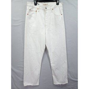 Levi's Ribcage Ankle Straight Women's Jeans Button Fly Size 32x28 White Denim